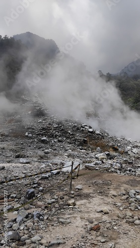 landscape around the active sulfur crater