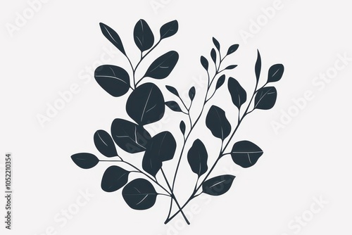 Eucalyptus icon silhouette clip art graphics pattern stencil. photo