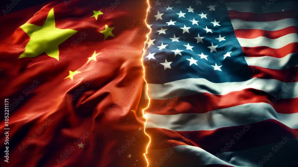 Conflict between the United States of America and China. Implying trade war.