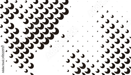 Black and white abstract pattern with smooth transition of size. Easily recoloured at your discretion. Fully editable vector element. 