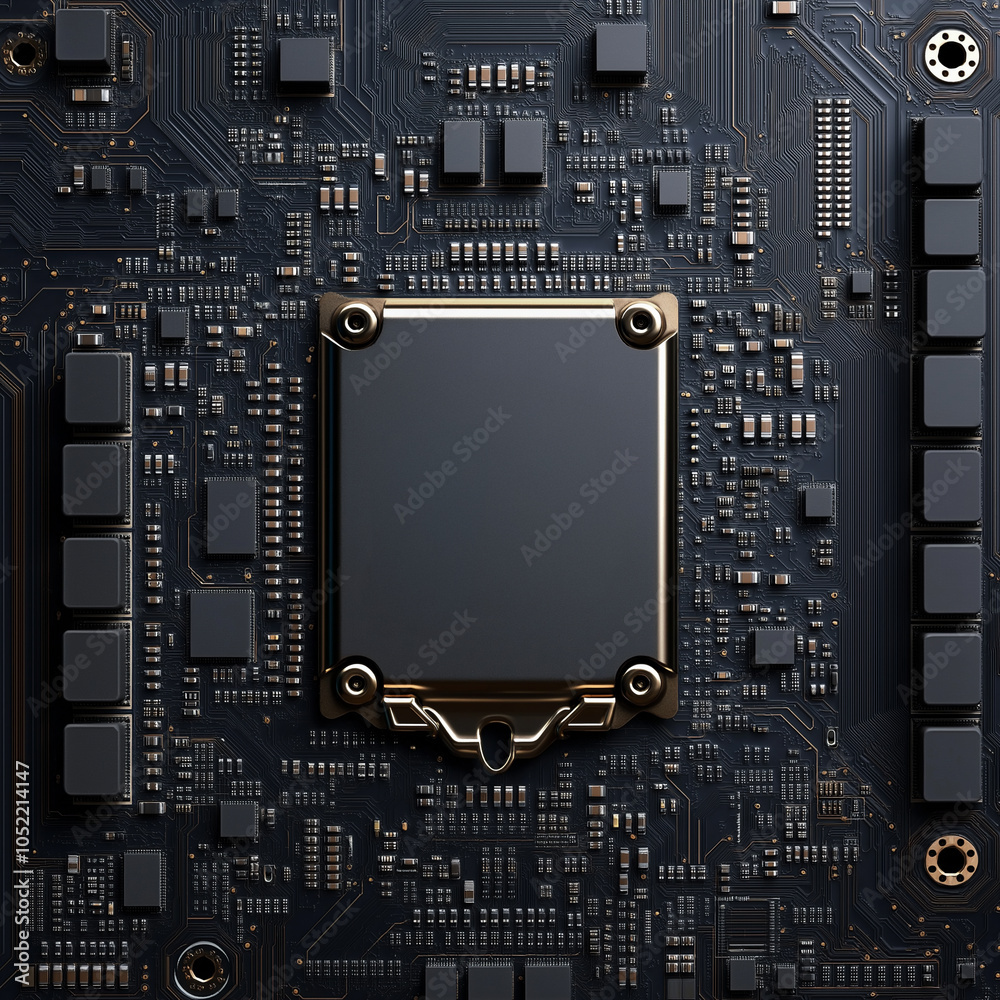 Fototapeta premium A board placed on top of a computer motherboard AI