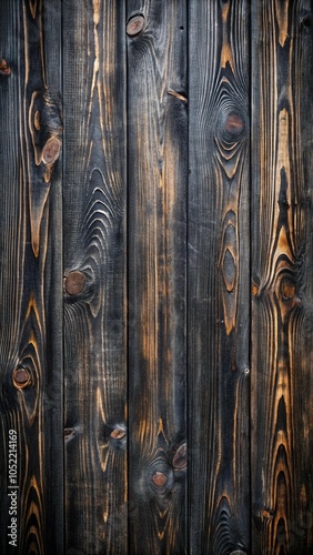 Black Painted Wood Background, Dark and Sleek Wooden Planks, Subtle Grain Patterns, Minimalistic and Modern Design photo