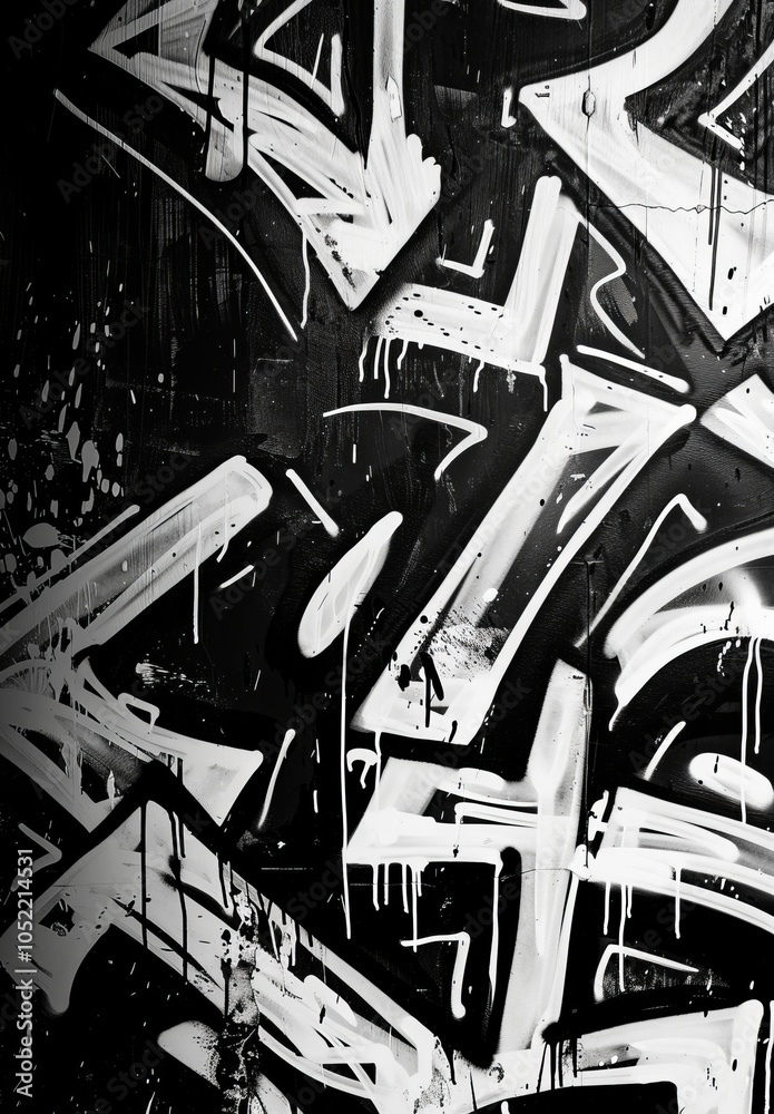 Naklejka premium white scribble on black background.