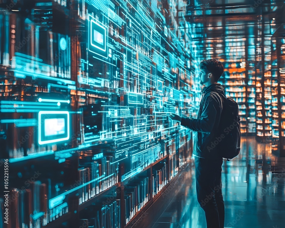 Smart Library with Voice Commands and Holographic Displays for Digital Textbooks and Resources