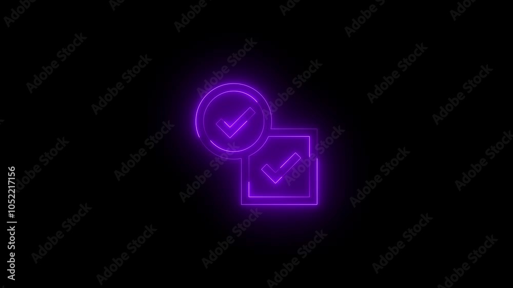 Neon passive authentication icon glowing black background animation
