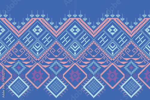 Pixel art Geometric Ethnic design Traditional textile Symmetrical Diamond shapes