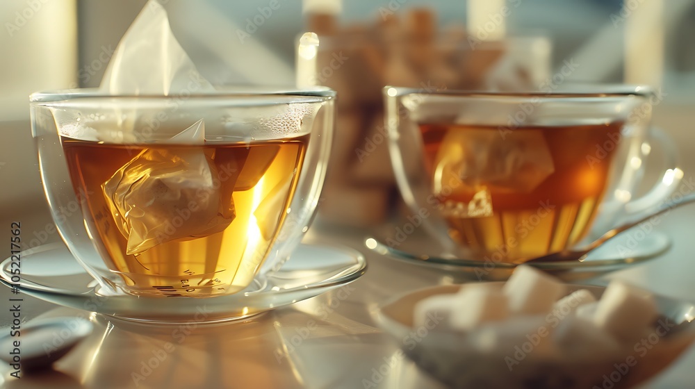 A Hot Cup Of Brown Tea On Wooden Table With Nature Plantation , Leaf , Green Tea , Beautiful Background A Hot Cup Of Brown Tea On Wooden Table With Nature Plantation , Leaf , Green Tea , Beautiful Background