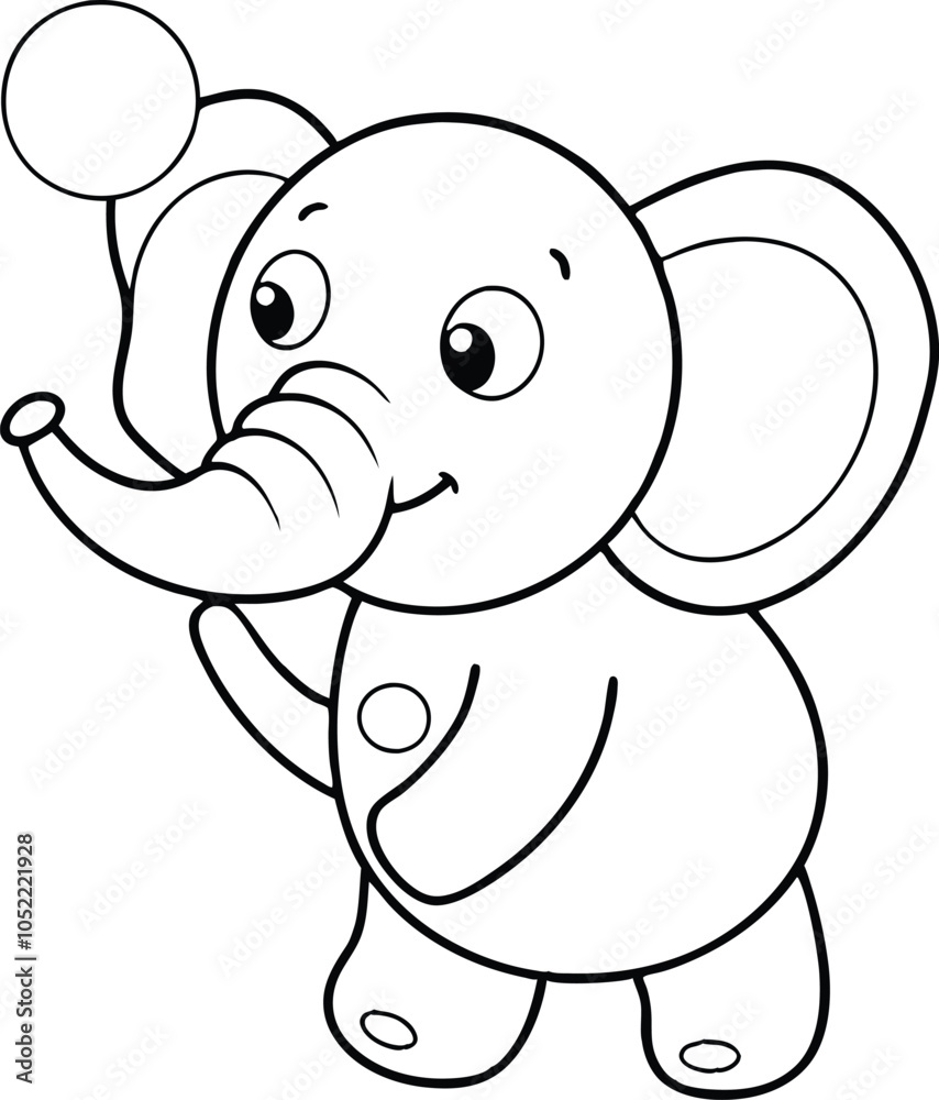 Obraz premium Cute Cartoon Elephant Holding Balloon Illustration