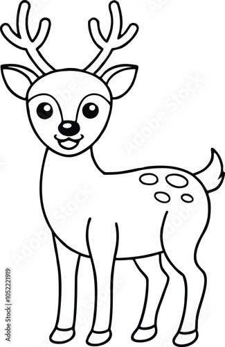 Cute Cartoon Deer Outline Coloring Page