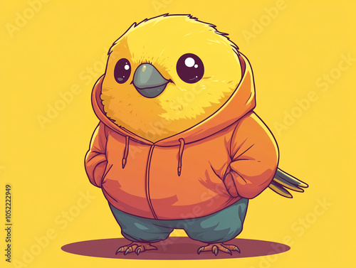 cartoon parrot in a sweatshirt