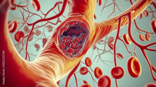 Illustration 3D of clogged arteries