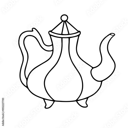 Vector drawing of teapot. Contour drawing