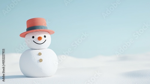 Snowman wearing Uncle Sam hat, snowy landscape, 3D illustration