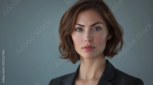 Confident Businesswoman in Gray Background photo