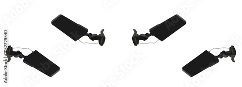 Modern analog antennas, mounted on the wall of a building - currently receiving DVB-T2 TV. On isolated transparent background. photo