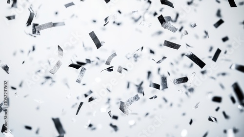 Monochrome confetti on a sleek background, creating an understated and sophisticated New Year's celebration scene. Christmas, New Year's Eve