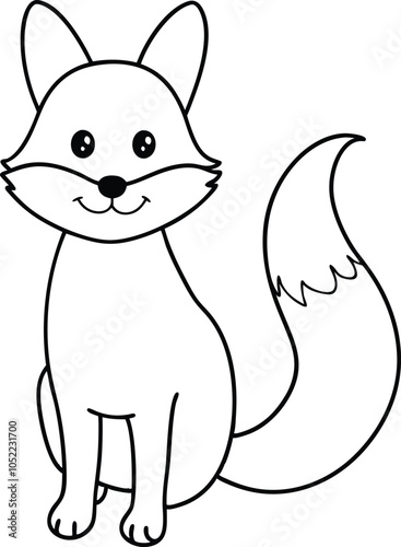 Cute Cartoon Fox Outline Coloring Page