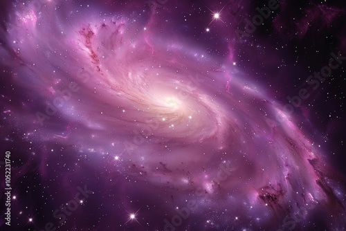 A close-up view of a beautiful spiral galaxy showcasing vibrant colors and star formations against a dark cosmic background