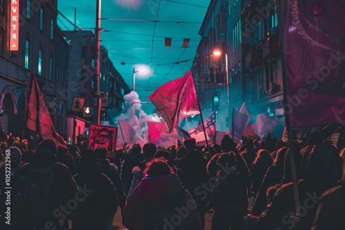 Vibrant Protest in Urban Setting