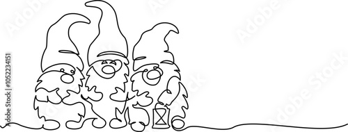 Christmas decoration. Cute cartoon Christmas gnomes.