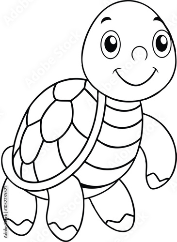 Cute Cartoon Turtle Illustration Coloring Page