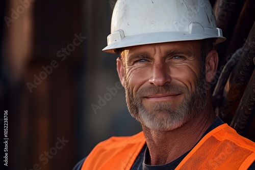 Confident Construction Worker on the Job Site. Generative ai