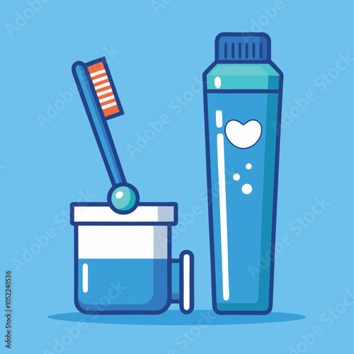 Floating Toothpaste And Toothbrush Cartoon Vector Icon Illustration Bathroom Object Icon Isolated
