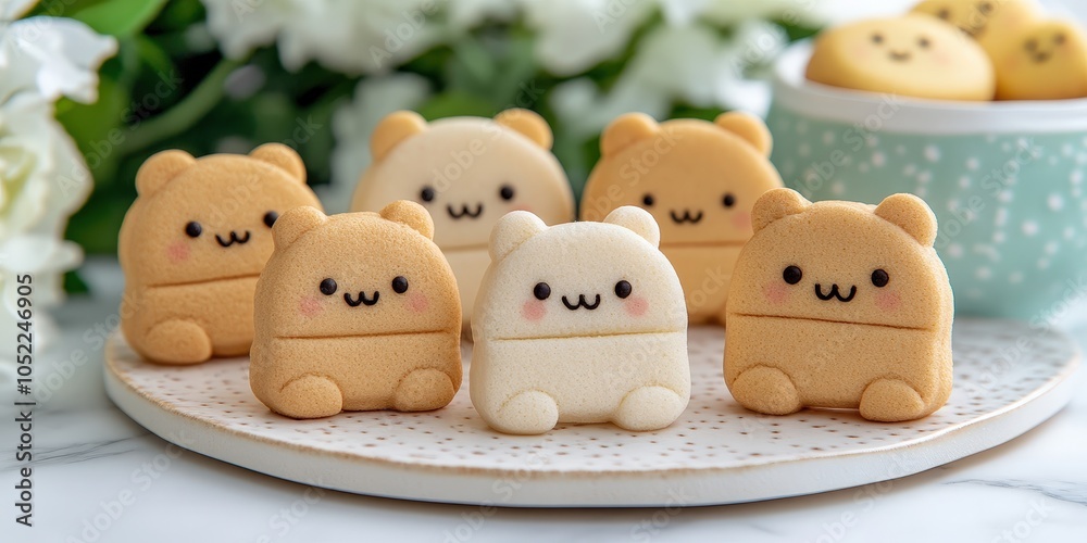 Cute Animal Shaped Cookies on Plate Dessert Kids Party Snack Yummy Sweet Cute Animal Shaped Cookies on Plate Dessert Kids Party Snack Yummy Sweet