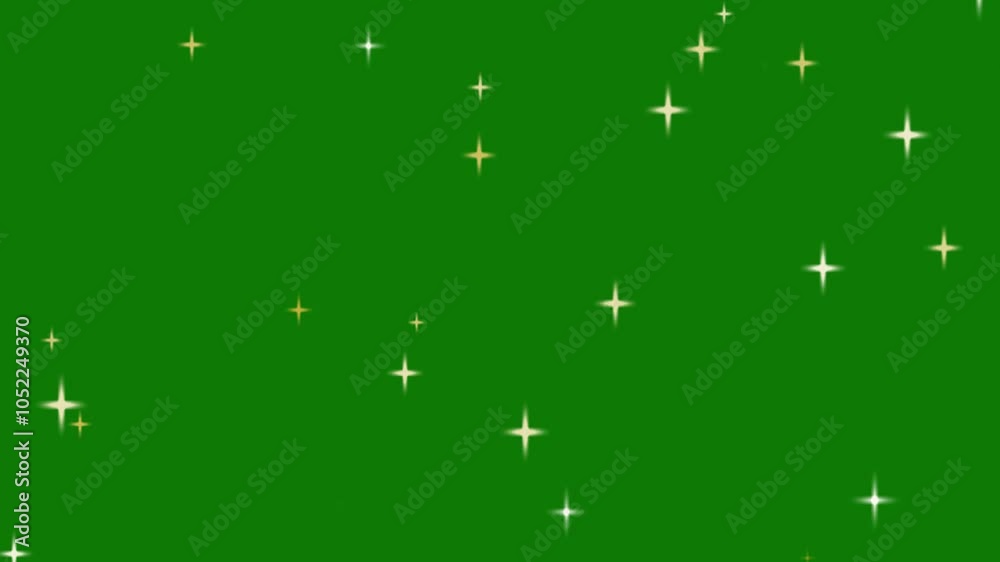 Gold sparkles glitter animation on green screen video 4k, 3D star animation,  Glitter sparkle green screen,