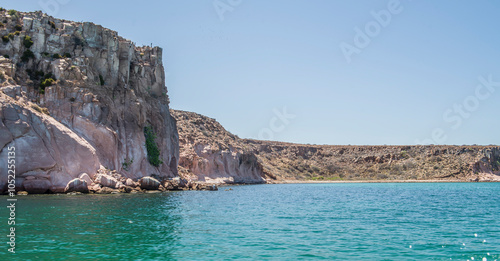 Rocky mountain formations on ESPIRITU SANTO island, on the Baja California peninsula, Baja California Sur state, Sea of ​​Cortes, MEXICO. Nature of The Baja photo