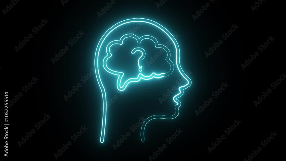 glowing neon alzheimer icon isolated on black background. HD video motion graphic animation glowing neon alzheimer icon isolated on black background. HD video motion graphic animation