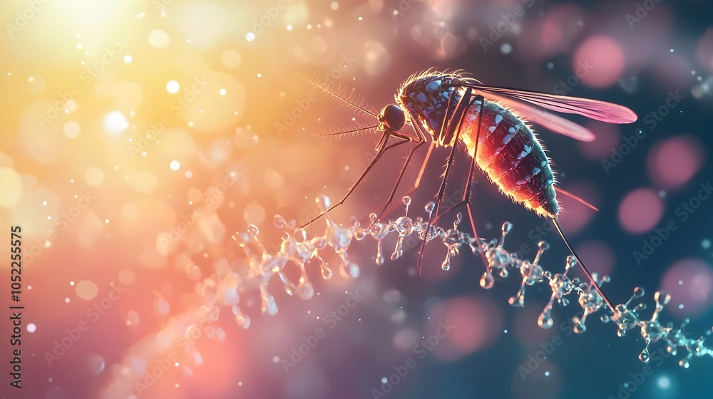 Naklejka premium Genetically Modified Mosquito Released to Combat Diseases Like Malaria Visualizing Genetic Engineering Impact on Public Health