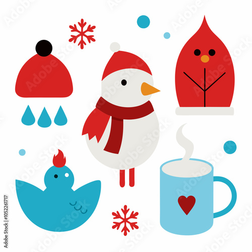 Winter clip art set illustrations of winter icons