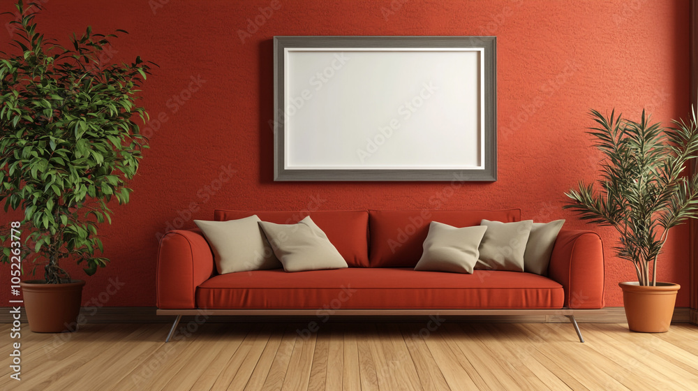 A large colorful couch is in the middle of a room with a black wall. A large white couch is in the middle of a room with a black wall. A large colorful couch is in the middle of a room with a black wall. A large white couch is in the middle of a room with a black wall.