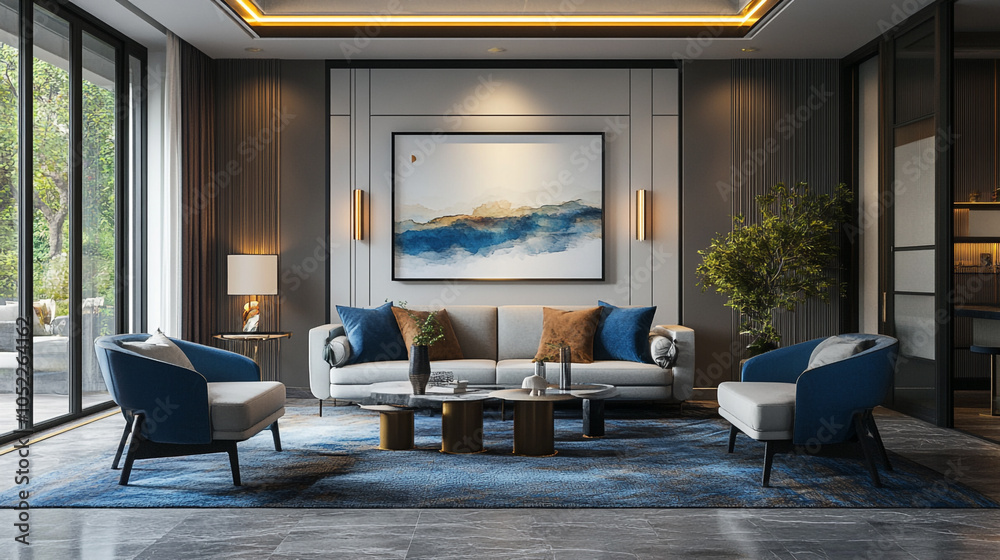 custom made wallpaper toronto digitalModern living room with minimalist design, featuring white sofas,, Modern Living Room Interior Design.