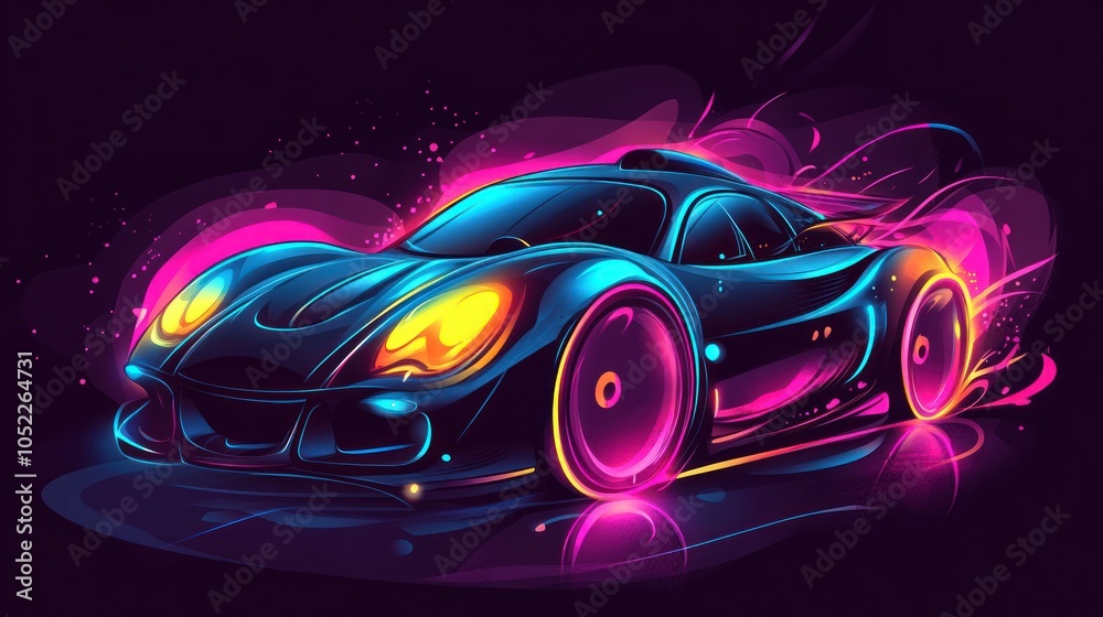 Naklejka premium Neon Sports Car