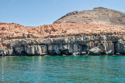 Rocky mountain formations on ESPIRITU SANTO island, on the Baja California peninsula, Baja California Sur state, Sea of ​​Cortes, MEXICO. Nature of The Baja photo