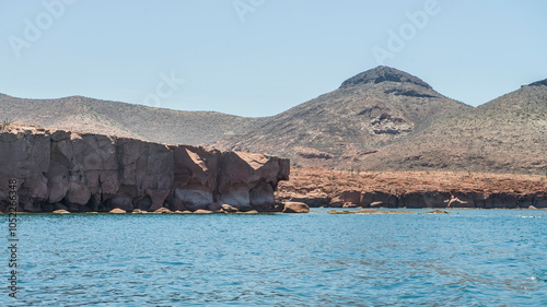 Rocky mountain formations on ESPIRITU SANTO island, on the Baja California peninsula, Baja California Sur state, Sea of ​​Cortes, MEXICO. Nature of The Baja photo