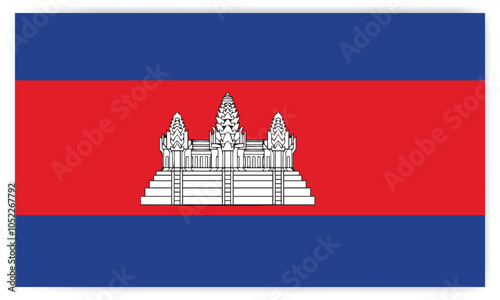 Cambodia flag. The correct proportions and color