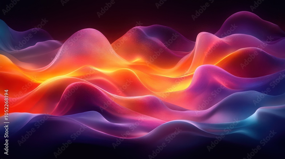 Fototapeta premium Abstract Wavy Pattern with Vibrant Red, Orange, Yellow, and Purple Hues
