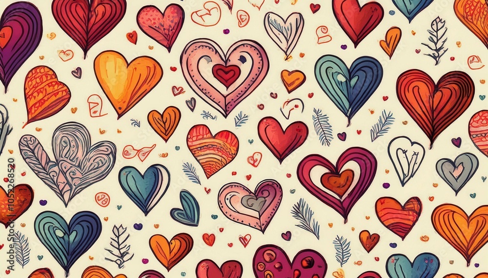 Fototapeta premium hand drawn hearts seamless pattern great for valentine s day weddings mother s day background