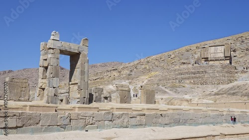 A majestic stone archway in a vast desert, Ancient Persepolis, Iran