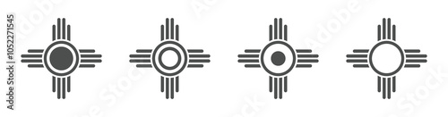 Zia symbols vector flat icons set. Zia icon