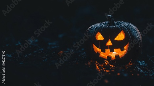 Wallpaper Mural Glowing jack-o'-lantern on a dark, rainy Halloween night Torontodigital.ca