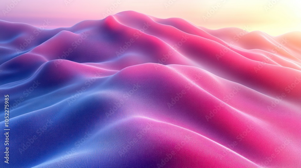 Obraz premium Abstract 3D Wavy Landscape with Pink and Blue Gradient