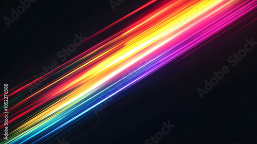 A vibrant night scene featuring a glowing car racing down a colorful road, with abstract patterns and flashes of light creating a dynamic sense of speed and motion