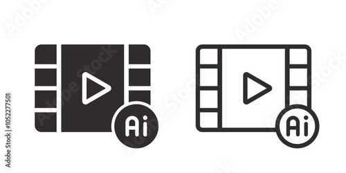 Video generated by AI icon. LLM Artificial intelligence technology and Machine learning. Generate symbol. Icon element for application and web. Vector illustration.