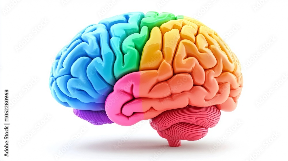colorful brain on white background colorful brain on white background