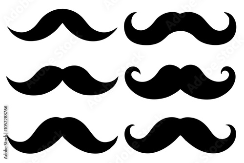 Set of mustache icon vector, Moustache Silhouette	