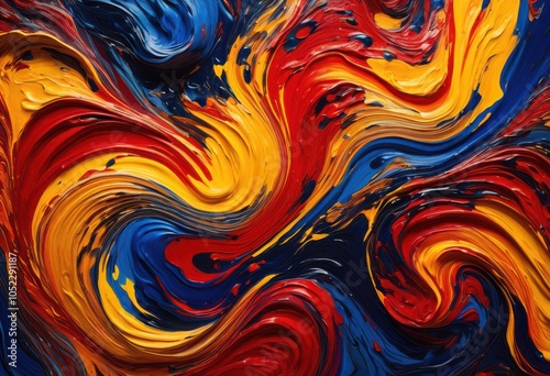 Wallpaper Mural close view vivid paint texture canvas showcasing bold colors intricate ideal art enthusiasts texture exploration, acrylic, oil, pigment, palette Torontodigital.ca